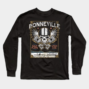 Bonneville Salt Flats Utah Distressed Grunge Skull Design Long Sleeve T-Shirt